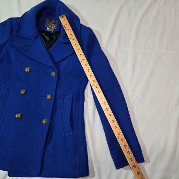 J. CREW STADIUM CLOTH NELLO GORI ROYAL BLUE WOOL PEA COAT JACKET WOMENS 0 XS - Picture 8 of 9